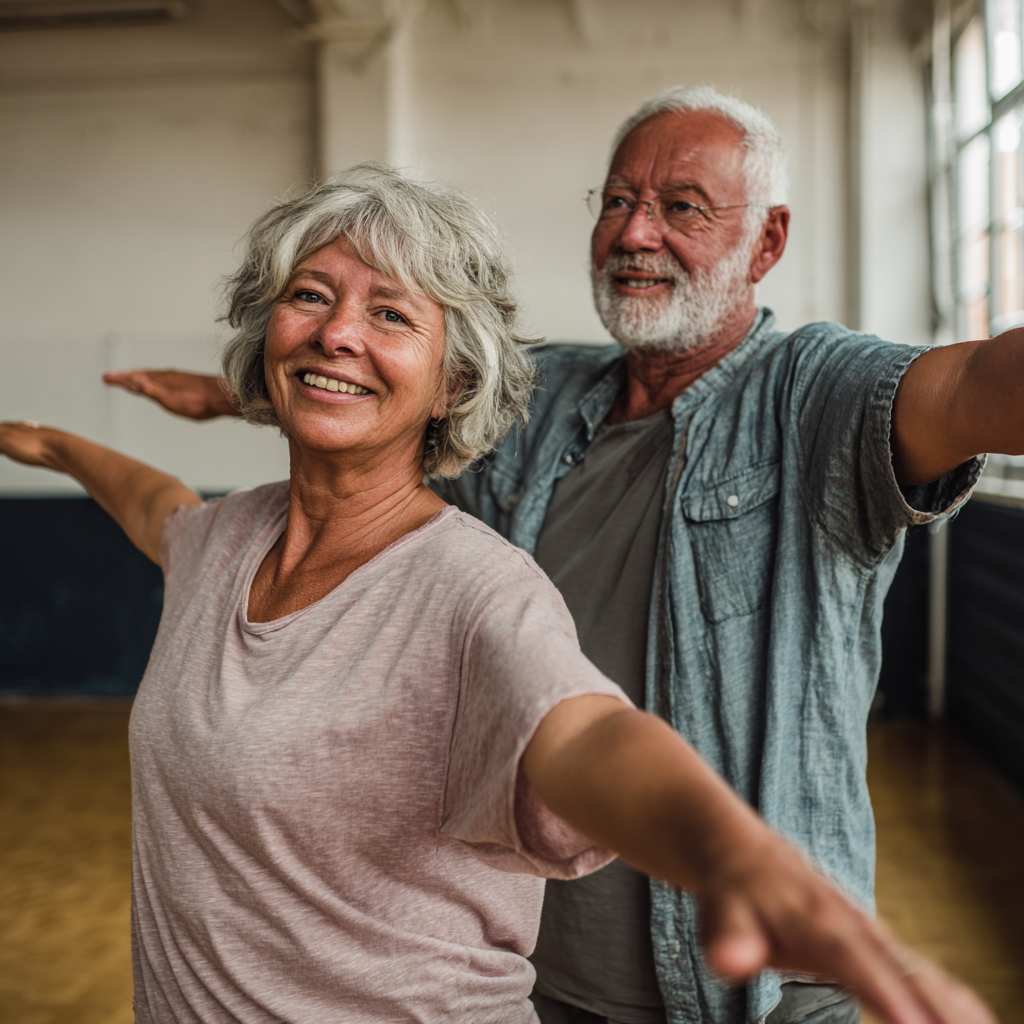 middle-aged adults receiving personalized movement guidance in comfortable indoor setting